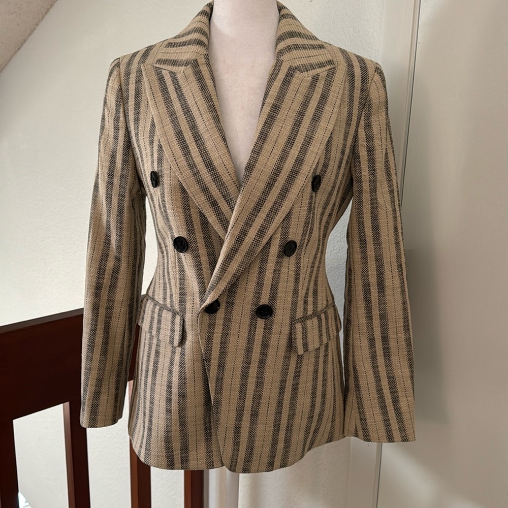 Banana Republic Tan and Black Striped Blazer